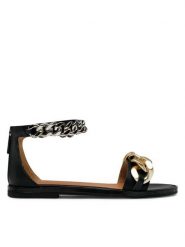 Badura Sandały 22SS19 Czarny. Czarne sandały damskie Badura, bez wzorów, ze skóry, bez obcasa, na płaskiej podeszwie, bez zapięcia. Za 299.99 zł.