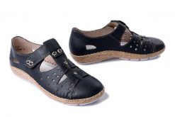 RIEKER 44852-14 blue, półbuty damskie. Niebieskie półbuty damskie Rieker, na lato, bez wzorów, bez obcasa, bez zapięcia. Za 271.92 zł.
