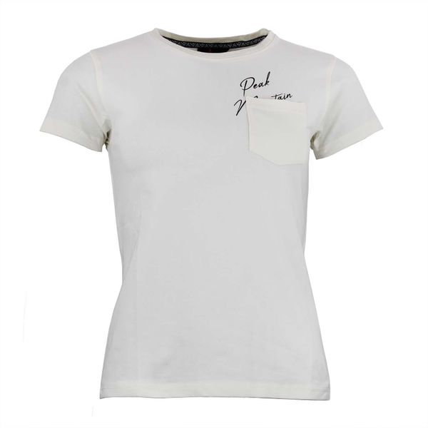 Koszulka damska Peak Mountain Ajojo. Białe koszulki damskie Peak Mountain, bez wzorów, bez kołnierzyka, bez ramiączek. W wyprzedaży za 127.00 zł.