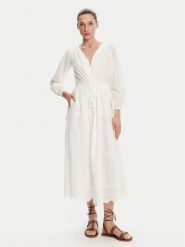 Pepe Jeans Sukienka letnia Deepty PL953693 Biały Regular Fit. Białe sukienki damskie Pepe Jeans, bez wzorów, z bawełny, bez ramiączek. Za 419.99 zł.