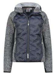 Geographical Norway Kurtka polarowa "Tagada" w kolorze niebiesko-szarym rozmiar: XL. Niebieskie kurtki damskie Geographical Norway, xl, z aplikacjami, z materiału, bez kaptura. Za 162.49 zł.