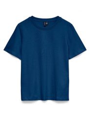 Vero Moda Koszulka w kolorze granatowym rozmiar: M. Niebieskie bluzki damskie Vero Moda, m, bez wzorów, z bawełny, bez kołnierzyka, bez ramiączek. Za 53.17 zł.
