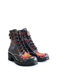 Goby Botki w kolorze czarnym ze wzorem rozmiar: 40. Czarne botki damskie Goby, z materiału, z okrągłym noskiem, bez obcasa, bez zapięcia. Za 304.99 zł.