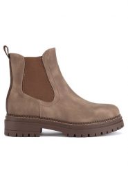 Clara Barson Botki WS5195-26 Beżowy. Brązowe botki damskie Clara Barson, z materiału, bez obcasa, na płaskiej podeszwie, bez zapięcia. Za 159.99 zł.