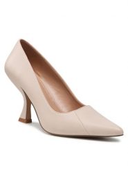 Jenny Fairy Półbuty LS5759-01B Beżowy. Brązowe czółenka damskie Jenny Fairy, bez wzorów, ze skóry, bez obcasa, na obcasie, bez zapięcia. Za 139.99 zł.