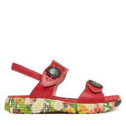 Sandały Laura Vita. Czerwone sandały damskie LAURA VITA, bez wzorów, bez obcasa, na płaskiej podeszwie, bez zapięcia. Za 389.99 zł.