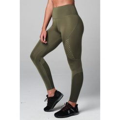 Legginsy sportowe damskie STRONG ID Performance z wysokim stanem. Zielone legginsy damskie STRONG ID, xs, bez wzorów, z materiału, z podwyższonym stanem, do biegania. Za 89.99 zł.