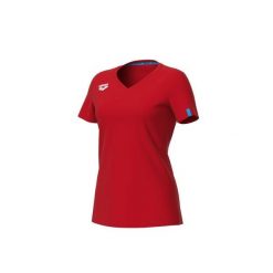 Koszulka damska Arena Team T-Shirt Panel. Czerwone koszulki damskie Arena, xl, bez wzorów, bez kołnierzyka, bez ramiączek. Za 99.00 zł.