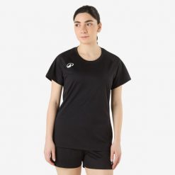 Koszulka do piłki ręcznej damska Atorka H100. Czarne bluzki damskie KIPSTA, m, bez wzorów, z materiału, sportowe, bez kołnierzyka, bez ramiączek. Za 44.99 zł.