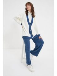 Trendyol 2-częściowy zestaw w kolorze biało-niebieskim rozmiar: S. Białe swetry klasyczne damskie Trendyol, s, bez kołnierzyka. Za 86.99 zł.