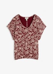 T-shirt z delikatnej mieszanki wiskozy. Czerwone t-shirty damskie bonprix, bez wzorów, z wiskozy, bez kołnierzyka. Za 69.99 zł.