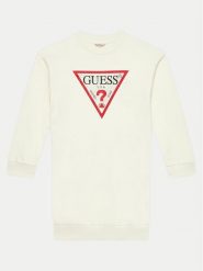 Guess Sukienka codzienna J3YK20 KA6R3 Écru Regular Fit. Sukienki dziewczęce Guess, z aplikacjami, z bawełny, bez ramiączek, proste. Za 129.99 zł.