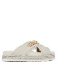 Mou Klapki MU.SW451005K Biały. Białe klapki damskie Mou, bez wzorów, z materiału, bez obcasa, bez zapięcia. Za 859.99 zł.