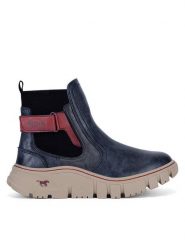 Mustang Botki 1499-603-820 Granatowy. Niebieskie botki damskie Mustang, z materiału, bez obcasa, na płaskiej podeszwie, bez zapięcia. Za 369.99 zł.