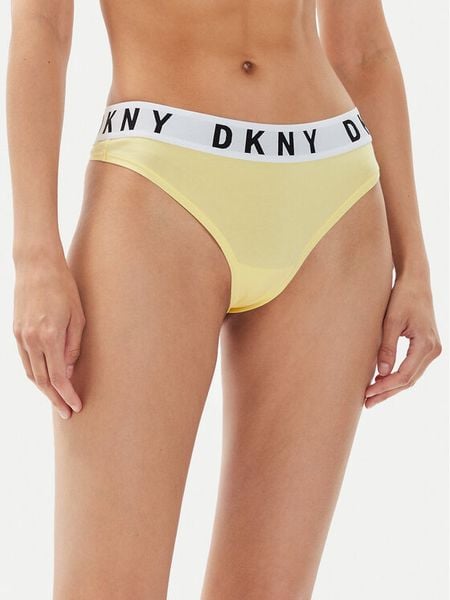 DKNY Stringi DK4529 Żółty. Żółte stringi DKNY, bez wzorów, z bawełny. Za 89.99 zł.