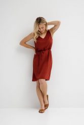 SUKIENKA CRISTY MIEDZIANA L - Flawless. Brązowe sukienki damskie Flawless, bez wzorów, z tkaniny, sportowe, bez ramiączek. Za 87.00 zł.
