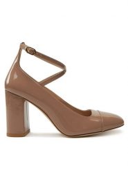 Stuart Weitzman Czółenka Eden Strap 85 SK086 Beżowy. Brązowe czółenka damskie Stuart Weitzman, bez wzorów, z lakierowanej skóry, bez obcasa. Za 1,099.00 zł.