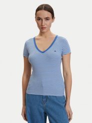 Tommy Jeans T-Shirt DW0DW17385 Niebieski Slim Fit. Niebieskie t-shirty damskie Tommy Jeans, xl, bez wzorów, z bawełny, bez kołnierzyka. Za 149.99 zł.