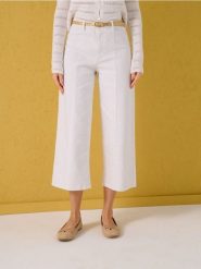 Jeansy culotte z paskiem - biały. Białe jeansy damskie Sinsay. Za 69.99 zł.