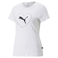 Koszulka treningowa damska Puma Valentine's Day. Białe bluzki damskie Puma, m, bez wzorów, bez kołnierzyka, bez ramiączek. Za 204.00 zł.
