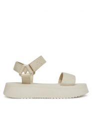 Calvin Klein Jeans Sandały Sandal Velcro Webbing Mg YW0YW01693 Écru. Sandały damskie Calvin Klein Jeans, bez wzorów, z jeansu, bez obcasa, na koturnie, bez zapięcia. Za 229.99 zł.
