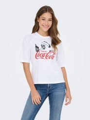 ONLY Koszulka w kolorze białym rozmiar: XL. Białe bluzki damskie Only, xl, bez wzorów, z bawełny, bez kołnierzyka, bez ramiączek. Za 52.17 zł.