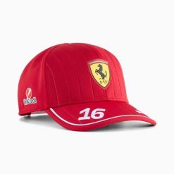 Czapka z daszkiem Puma Leclerc Scuderia Ferrari HP. Czerwone czapki z daszkiem damskie Puma, bez wzorów. Za 197.00 zł.