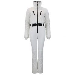 Damski kombinezon narciarski Peak Mountain. Białe kombinezony damskie Peak Mountain, na zimę, bez wzorów, sportowe, bez kołnierzyka, bez ramiączek. W wyprzedaży za 894.50 zł.