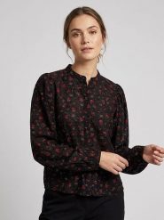 MOSS COPENHAGEN Bluzka "Nancy" w kolorze czarno-czerwonym rozmiar: M. Czarne bluzki damskie Moss Copenhagen, m, bez wzorów, bez kołnierzyka, bez ramiączek. Za 174.10 zł.