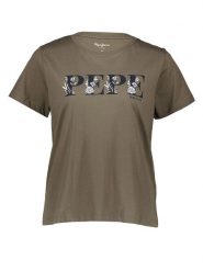 Pepe Jeans Koszulka w kolorze khaki rozmiar: XS. Brązowe bluzki damskie Pepe Jeans, xs, bez wzorów, z bawełny, bez kołnierzyka, bez ramiączek. Za 76.95 zł.