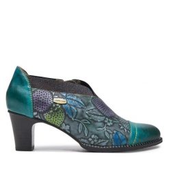 Półbuty Laura Vita. Niebieskie czółenka damskie LAURA VITA, bez wzorów, bez obcasa, na obcasie. Za 399.99 zł.