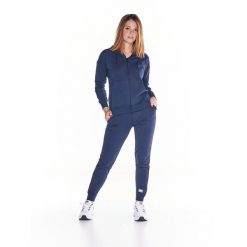 Bluza wygodna z kaptur na czas wolny na co dzień. Niebieskie bluzy damskie LEONE 1947 APPAREL, xs, bez wzorów, z bawełny, bez kaptura. W wyprzedaży za 234.67 zł.