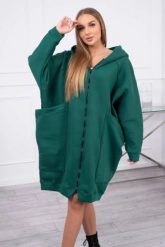 Bluza ocieplana oversize ciemno zielona. Zielone bluzy damskie KESI, l, bez wzorów, z bawełny, bez kaptura. Za 334.56 zł.