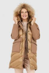 BLAUER Brązowa puchowa kurtka Gwendolyn z kapturem. Brązowe kurtki damskie Blauer USA, s, bez wzorów, z puchu, z kapturem. W wyprzedaży za 1,649.99 zł.