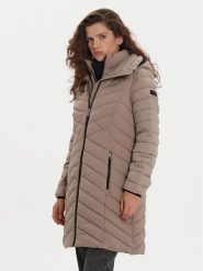 DKNY Kurtka zimowa DLEMPN46 Beżowy Slim Fit. Brązowe kurtki damskie DKNY, na zimę, xl, bez wzorów, z syntetyku, bez kaptura. Za 659.99 zł.