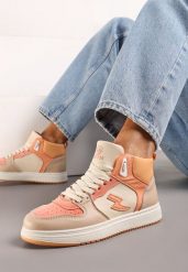 Pomarańczowe Sneakersy Eudala. Brązowe obuwie sportowe damskie Born2be, z jeansu, bez zapięcia. Za 44.99 zł.