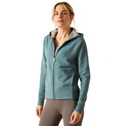 Bluza damska z kapturem Ariat Team Logo. Niebieskie bluzy damskie Ariat, bez wzorów, z bawełny, z kapturem. Za 390.50 zł.