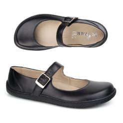 Baleriny barefoot damskie Olivier 1286 z klamerką czarne. Czarne balerinki damskie bez wzorów, ze skóry. Za 468.83 zł.