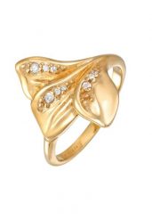Elli Damski pierścionek z organicznym wzorem liści z cyrkoniami, wykonany z pozłacanego srebra próby 925 Sterling Silver Pierścionki 1 ct. Szare pierścionki damskie Elli, z cyrkonią, pozłacane. Za 223.99 zł.