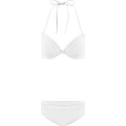 Bikini na fiszbinach (2 części) bonprix biały. Białe bikini bonprix, w koronkowe wzory, z koronki. Za 79.99 zł.