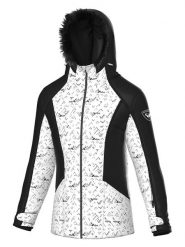 ROSSIGNOL Kurtka narciarska "Saluver" w kolorze biało-czarnym rozmiar: L. Białe kurtki sportowe damskie Rossignol, l, bez wzorów, z materiału, bez kaptura. Za 939.98 zł.
