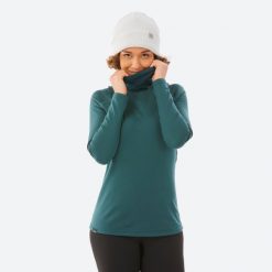 Koszulka termoaktywna narciarska damska Wedze BL 500 rollneck. Niebieskie koszulki damskie WED'ZE, m, bez wzorów, z elastanu, bez kołnierzyka, bez ramiączek. Za 69.99 zł.