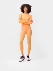 4F Legginsy treningowe szybkoschnące damskie L. Brązowe legginsy damskie 4F, l, bez wzorów, z dzianiny. Za 199.99 zł.