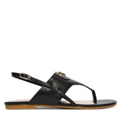 Sandały Liu Jo. Czarne sandały damskie Liu Jo, bez wzorów, bez obcasa, na płaskiej podeszwie, bez zapięcia. Za 469.99 zł.