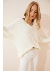 Happiness Istanbul Sweter w kolorze kremowym rozmiar: onesize. Brązowe swetry klasyczne damskie Happiness Istanbul, bez kołnierzyka. Za 68.45 zł.