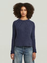 G-Star Sweter w kolorze granatowym rozmiar: XS. Niebieskie swetry klasyczne damskie G-Star, xs, z bawełny, bez kołnierzyka. Za 232.68 zł.