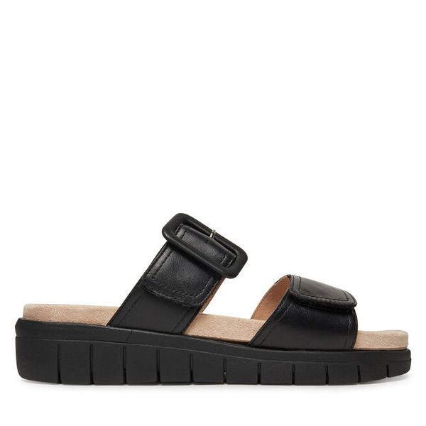 Klapki Caprice. Czarne klapki damskie Caprice, bez wzorów, bez obcasa, bez zapięcia. Za 339.99 zł.