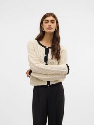 Vero Moda Kardigan w kolorze beżowo-czarnym rozmiar: XL. Brązowe kardigany damskie Vero Moda, xl, bez wzorów, ze splotem. Za 92.21 zł.