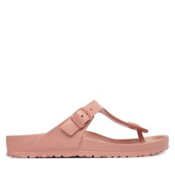 Japonki Birkenstock. Czerwone klapki damskie Birkenstock, bez wzorów, bez obcasa, bez zapięcia. Za 209.99 zł.