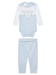 Guess Komplet body i spodnie H5YW08 J1314 Niebieski Regular Fit. Niebieskie spodnie niemowlęce Guess, z aplikacjami, z bawełny. Za 129.99 zł.